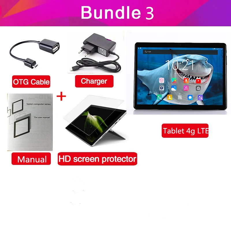 4G LTE version AIBOULLY Original 10.1 inch Phone Call Tablet PC Octa Core 2.5D HD Screen Stereo Speaker Android 7.0 OS 3G 4G Phone Tablet 9.7'' - Комплект: 4G LTE version