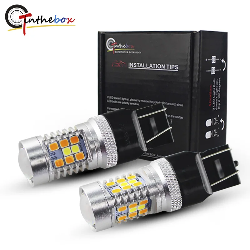 Gtinthebox W21/5W светодиодный 7443 T20 28SMD 3030 Белый/янтарный переключатель для вождения