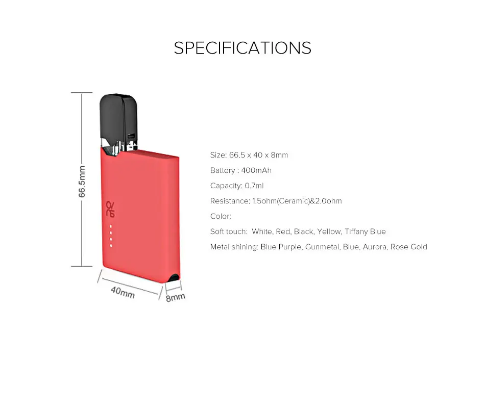 OVNS JC01 Pod Vape комплект 400mAh электронная сигарета 0,7 мл картридж Pod Tank 400mAh 3LED светильник испаритель VS calibren комплект