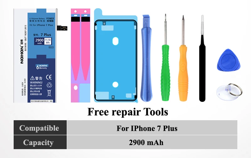 NOHON аккумулятор для Apple iPhone 7 Plus iPhone7 Plus i Phone реальная емкость 2900 мАч сменная батарея для сотового телефона+ Бесплатные инструменты