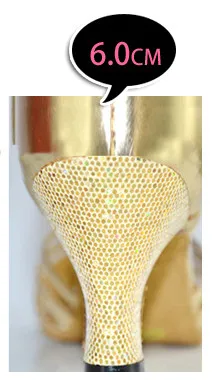 Gold 6cm heel Золотые/серебряные туфли для латинских танцев/Современные женские туфли на мягкой подошве с квадратным каблуком 6 7,5 см, 8,5 см, спортивные туфли на тонком каблуке для бальных танцев - Цвет: Gold 6cm heel