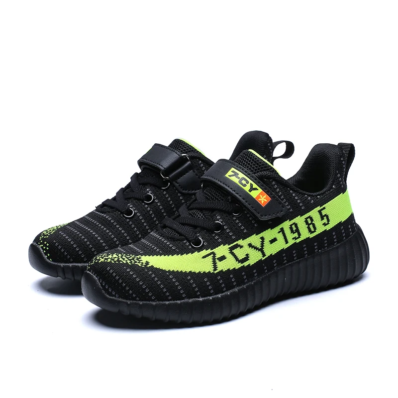 Hook &amp Loop Kids Running Shoes Breathable Mesh Ultra Light Weight Boys Girls Sneakers Striped Letters Children Casual | Детская