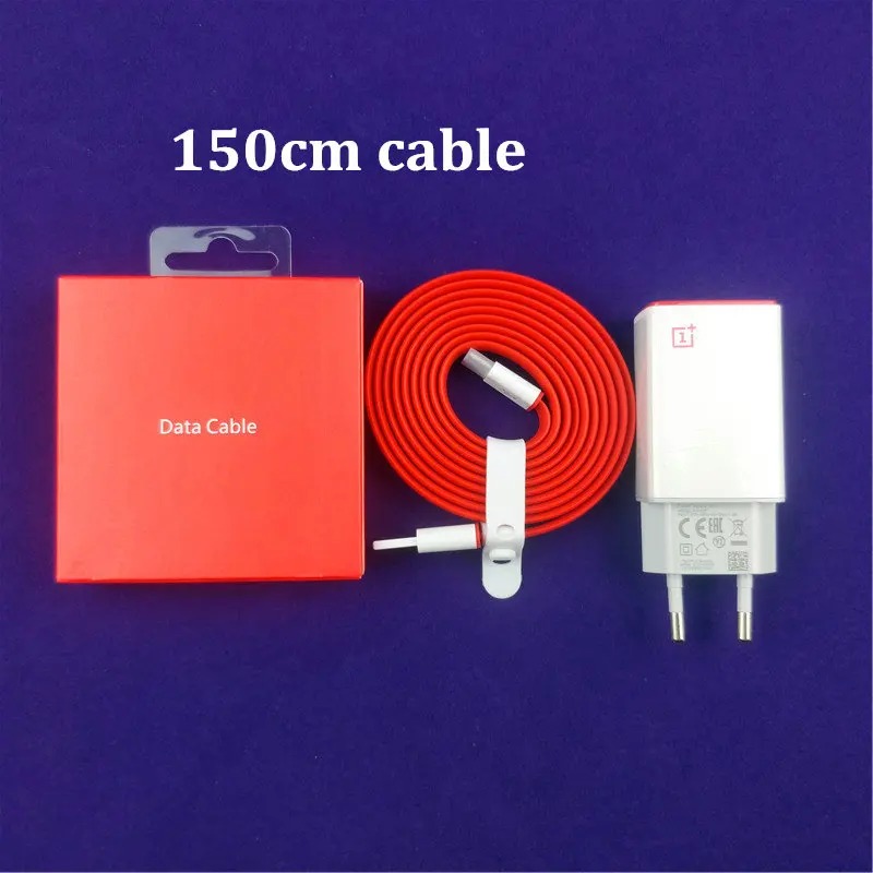 Оригинальное зарядное устройство EU Oneplus 2, 5 В/2 А, блок питания, адаптер, зарядка 100 см/150 см, красный кабель usb type C для one plus 2 - Plug Type: 150cm charger set