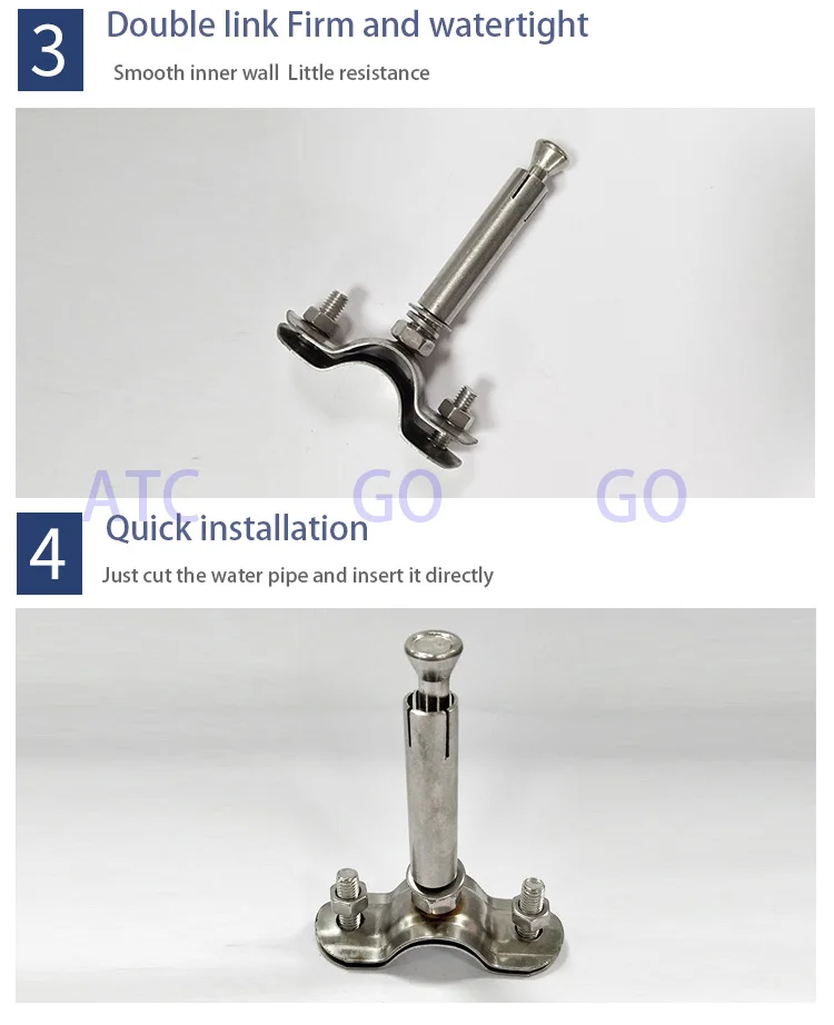 Регулируемый Нержавеющая сталь трубы хомут Поддержка кронштейн с винтом O. d 48-51