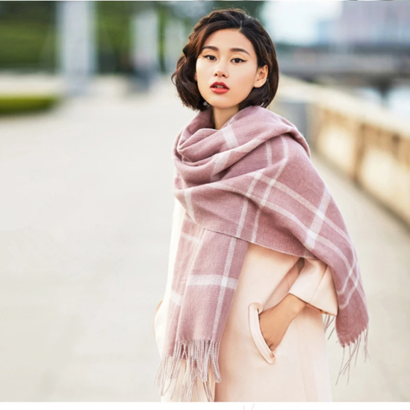 Double sided wool scarf Warm Thick Multi Colors Shawl Women Soft Scarves Cosywarmer | Аксессуары для одежды