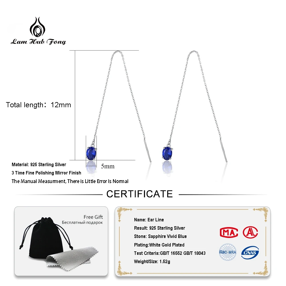 Простые Модные серьги из стерлингового серебра 925 пробы с сапфировым камнем