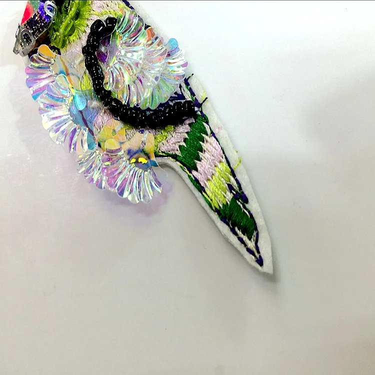 Вышитые бисером блестки птица патч Ткань стикер шитье на аппликация блестка