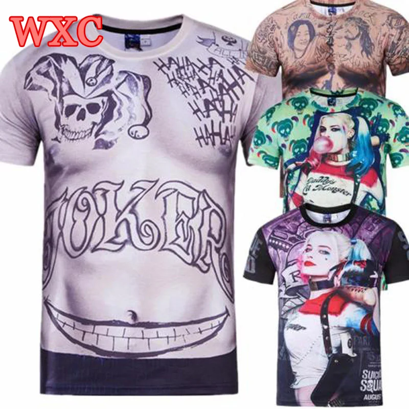 Харли Квинн Джокер Череп татуировки Байкер Топы косплей 3D футболка Дэдшот Рик