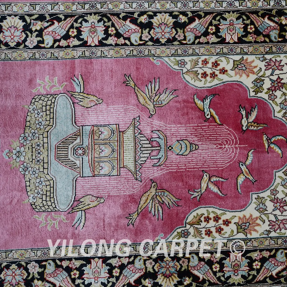 Иранский шелковый ковер Yilong 2 'x 3' Молитвенный Ковер изысканный красный
