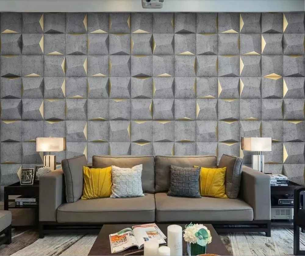3D геометрическая бетонная цементная стена для гостиной декоративные настенные