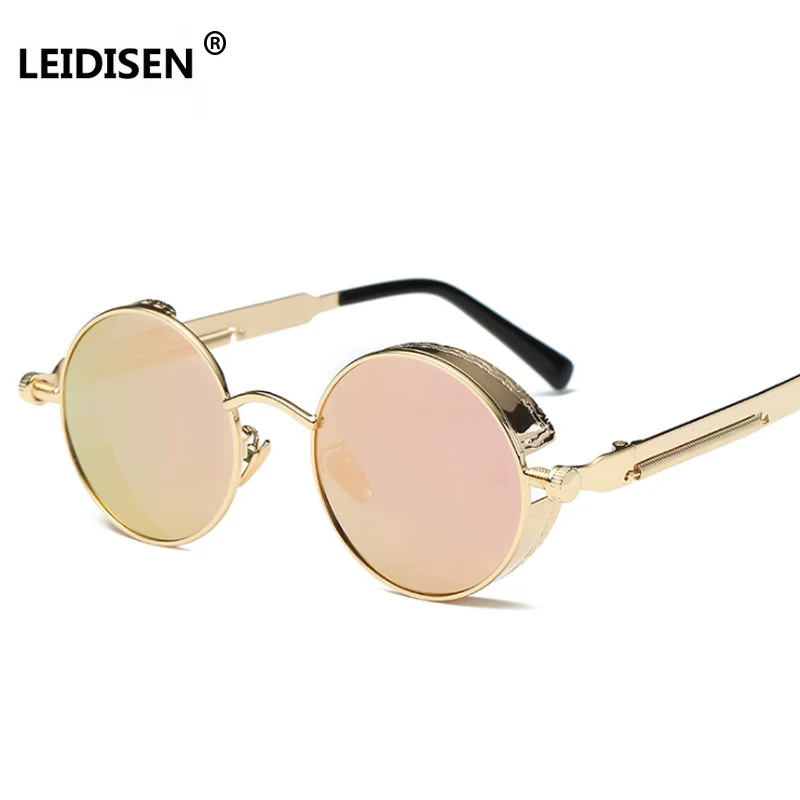LEIDISEN Gothic Sunglasses POLARIZED Men Women Steampunk Round Metal Frame Sun Glasses Eyewear Brand Designer High Quality UV400 |