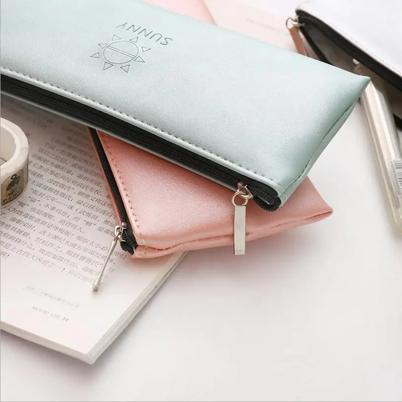 Корейская креативная Минималистичная Сумка карандаш из искусственной кожи для