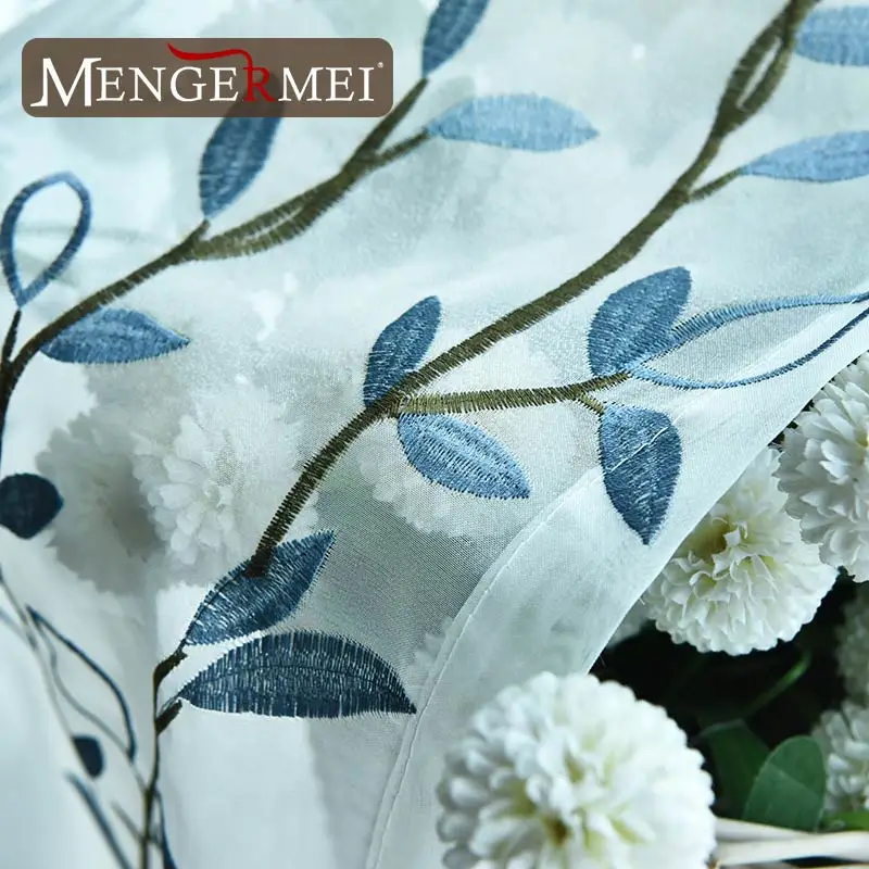 MENGERMEI с листьями занавески вышитые тюлевые для гостиной спальни окна