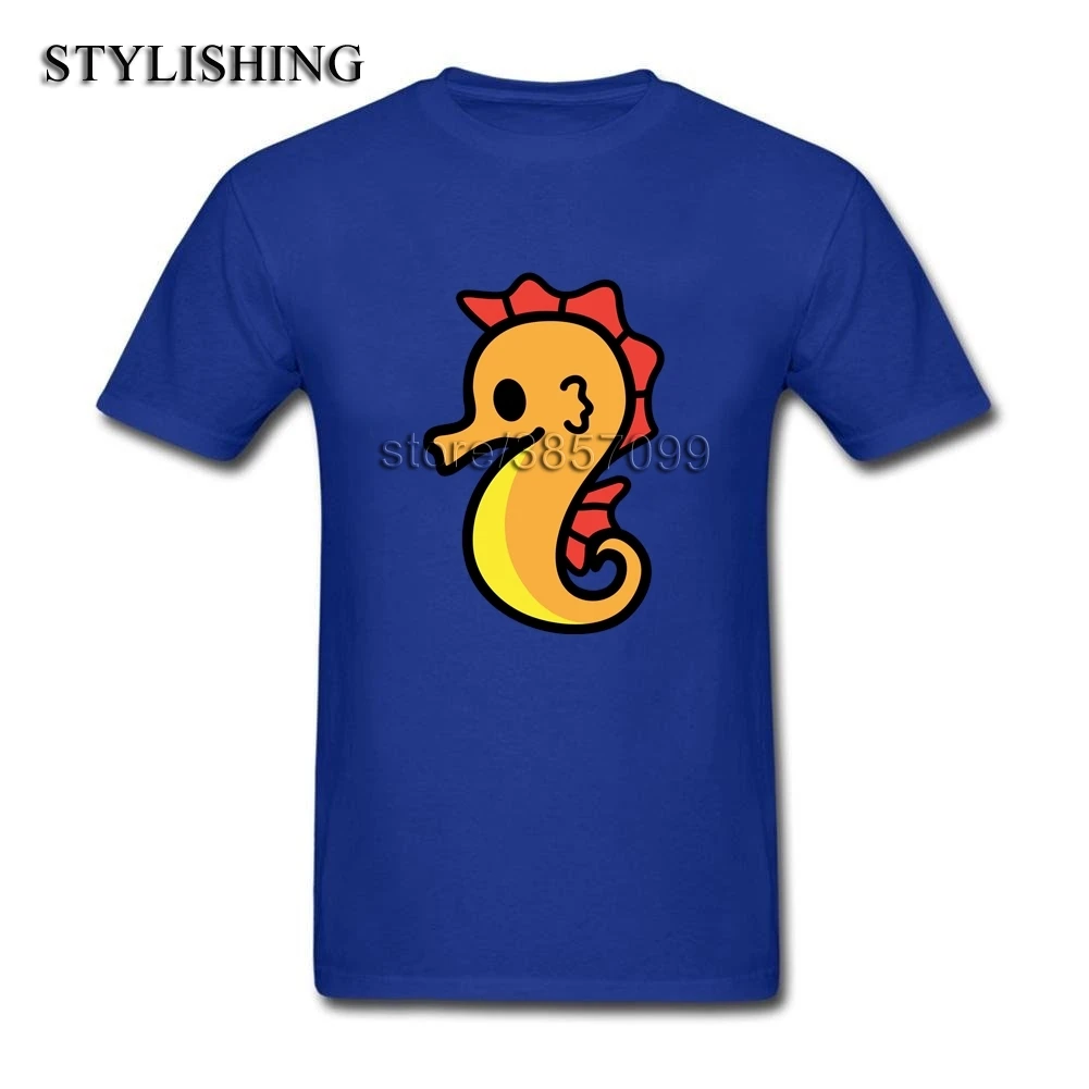 Art Design T Shirt For Men Pure Cotton Short Sleeves Cutie Seahorse XS-XXXL | Мужская одежда