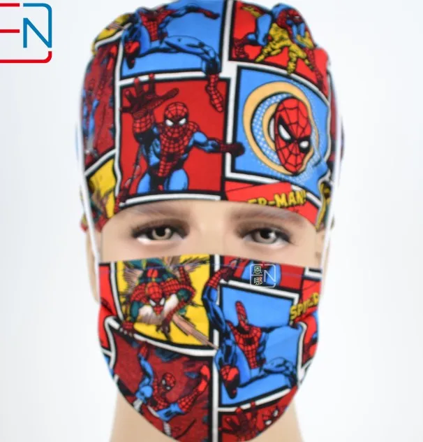 cap and mask Hennar Мужская кепка с принтом «s Hero» для работы с врачом и медсестрами, защитная Кепка, медицинские аксессуары из натурального хлопка, хирургическая Кепка s - Цвет: cap and mask