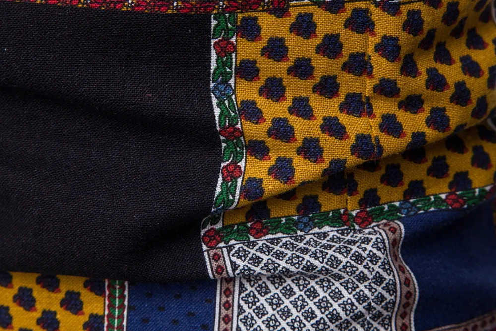 Модный пэчворк Boho печать гавайская рубашка с длинным рукавом Повседневные