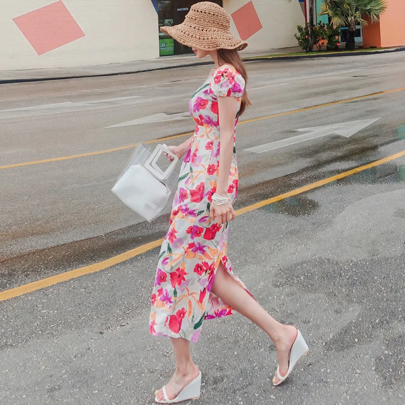 cheehom 2018 new summer chiffon short print long dresses women vestidos vetement femme harajuku bohemian runway dress feminina | Женская