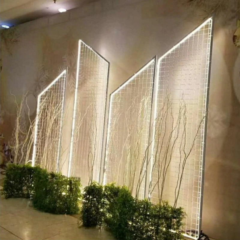Decoraci&oacute;n de pantalla de rejilla de hierro forjado para boda, fondo de escenario de boda, decoraci&oacute;n geom&eacute;trica de ventana, accesorios nuevos-0