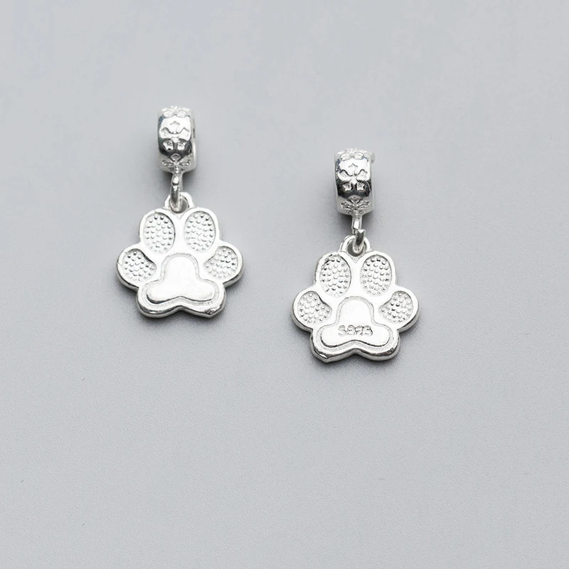 Изящное ожерелье из серебра 925 пробы кулоны в виде медведей и лапы винтажные