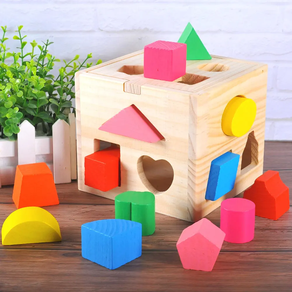 Wooden Color Stereo Building Blocks Geometry Early Childhood Shape Matching For chridre | Игрушки и хобби