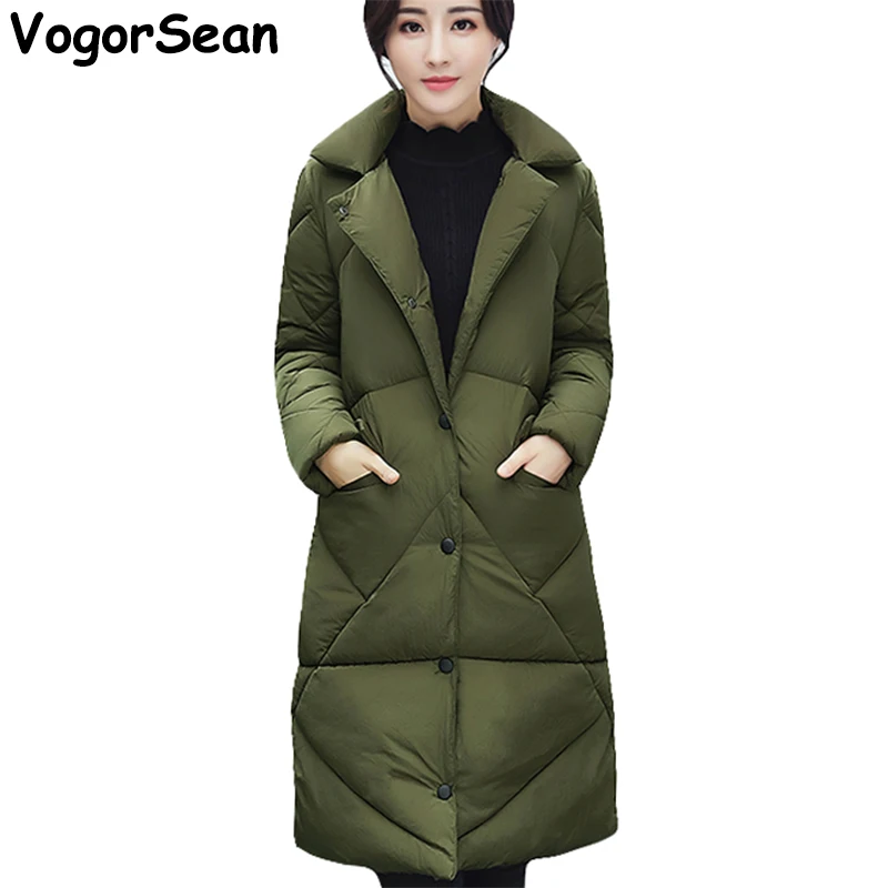 Женское длинное хлопковое пальто VogorSean облегающее Стеганое на зиму 2018|parka feminina|coat