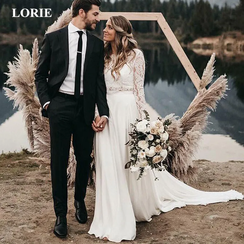 Новинка 2019 свадебное платье LORIE из двух частей в стиле бохо с длинными рукавами