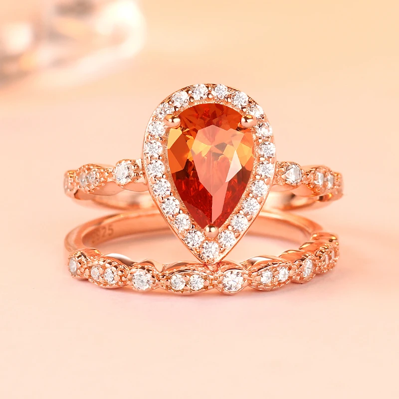 Женский Романтический Комплект из розового золота с подвеской в форме груши |