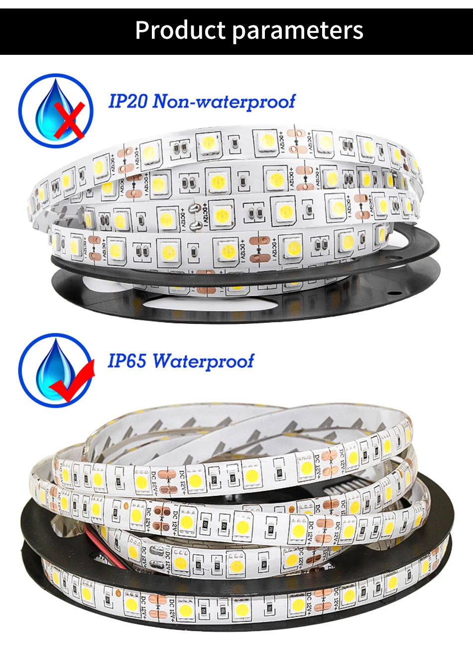 Светодиодный светильник DC 12 В SMD 2835 5050 Гибкая Диодная лента RGB 5 м 10 м 15 м 44Key полный комплект водонепроницаемый светильник ing