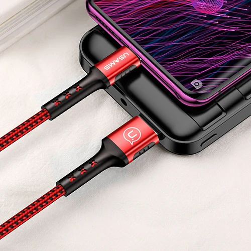 Red USAMS 5A кабель для быстрой зарядки type-C для huawei OPPO QC3.0 USB C кабель для передачи данных плетеный кабель для быстрой зарядки USB для samsung LG - Цвет: Red
