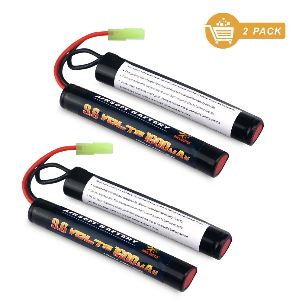 

2 Pack 2/3A 9.6V 1600mAh Butterfly Nunchuck NIMH Battery Pack with Mini Tamiya for Airsoft Guns M4, G36, M110, SR25, M249