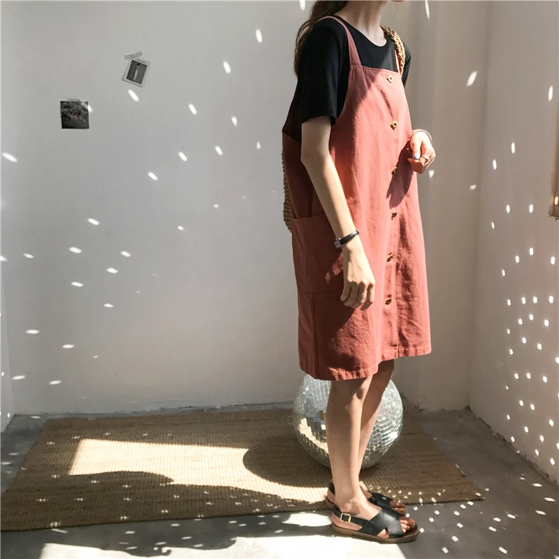 Eleindole 2017 Women Dresses Summer Solid Buttons Cardigan Ladies Dress Camis Comfortable Korean Style New Female | Женская одежда
