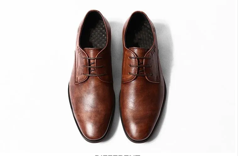 Мужские классические оксфорды на шнуровке повседневные туфли из натуральной