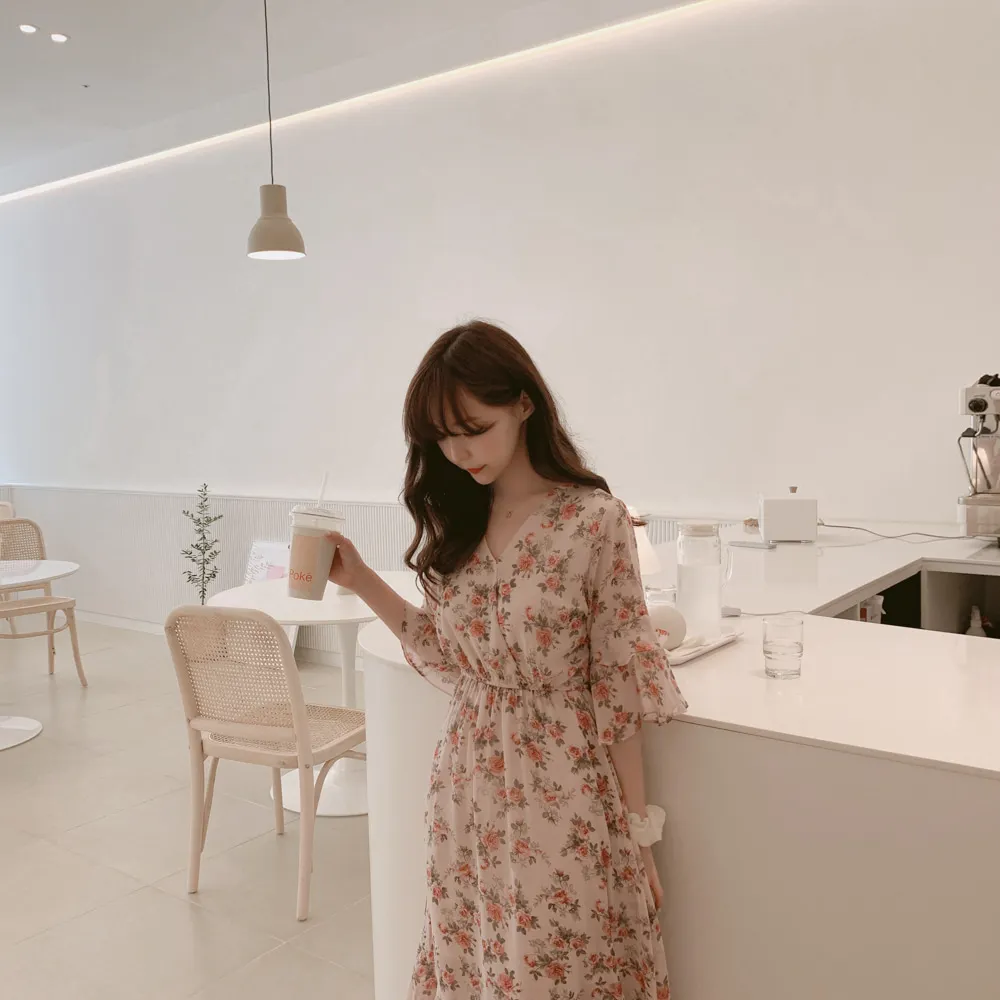 Большие размеры, летнее платье для девочек, Boho, вечерние, женские, винтажные платья, шифоновое, синее, розовое, с принтом, с коротким рукавом, женские платья, LongRobe Vestido