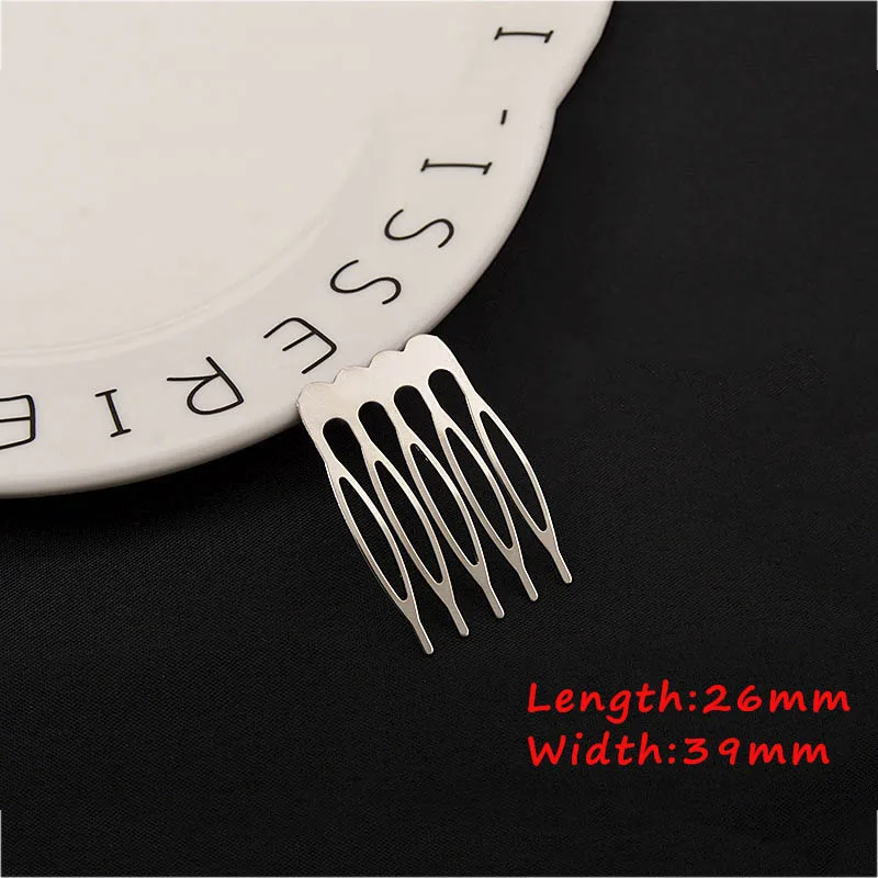 5teeth Rhodium 10 шт. 5/10 гребень для волос клип Свадебные украшения для волос невесты основание для бижутерии, материал для рукоделия Золотая Бронза Цвет волосы коготь выводов - Цвет: 5teeth Rhodium