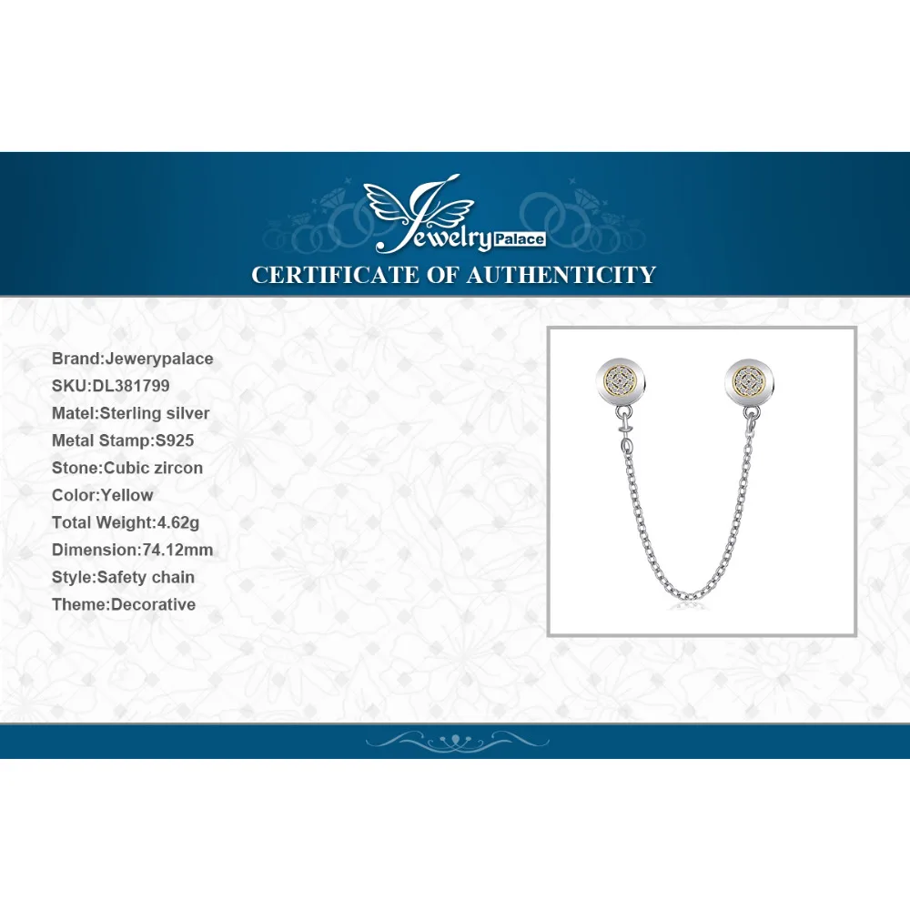 Jewelrypalace 925 пробы Серебряная сигнальная безопасная цепочка для матери и дочери