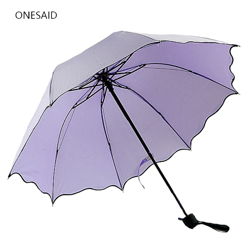 New Non-automatic Umbrella Rain and Sunny Women Folding Cute Flouncing Lace Solid Color Female Umbrellas Adults Paraguas | Дом и сад