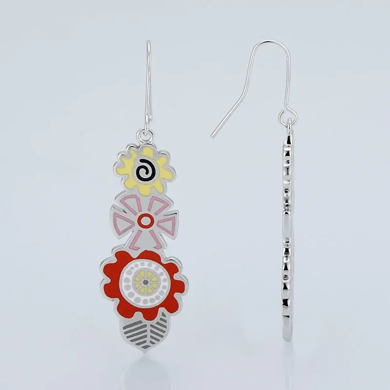 Женские серьги с красным цветком эмалью ручной работы для женщин женские модные