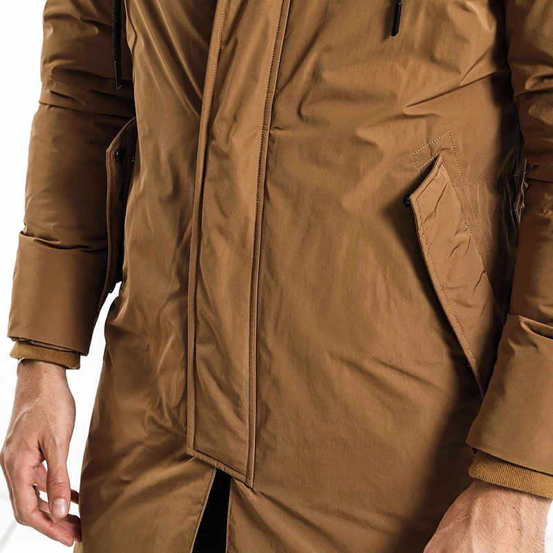 SIMWOOD Зимняя парка на утином пуху для мужчин с капюшоном теплая куртка Slim Fit