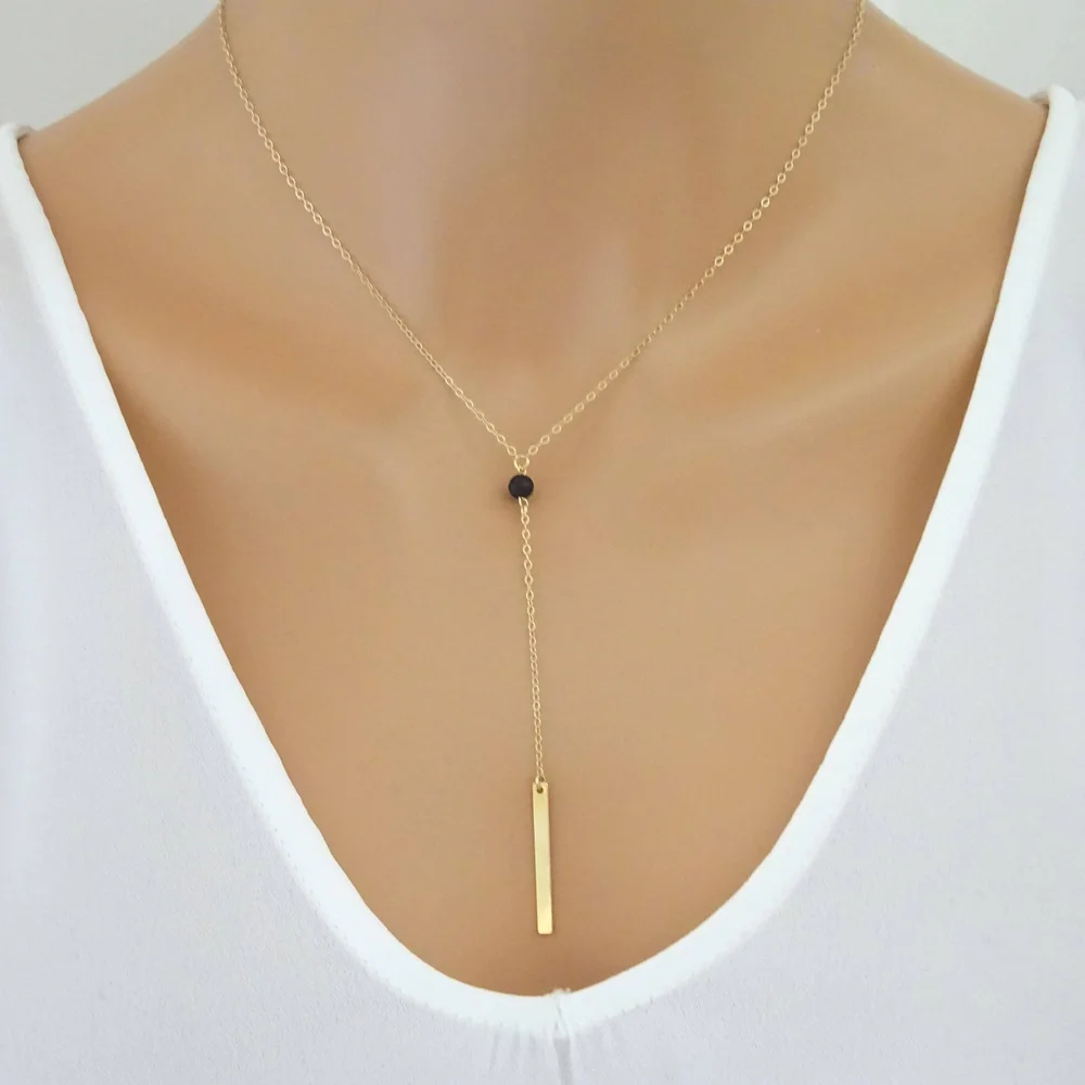 Ожерелье из бисера в форме лавы с распылителем эфирного масла длинное ожерелье