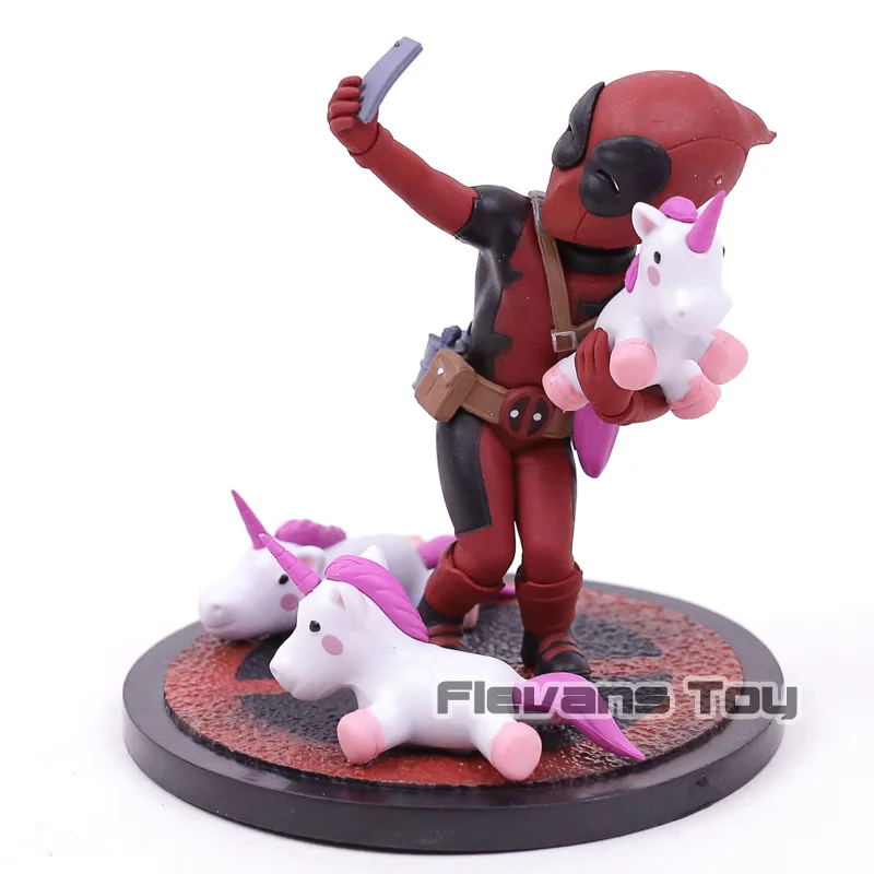 Q Fig Marvel Дэдпул # Unicornselfie ПВХ фигурка Коллекционная модель игрушечный автомобиль