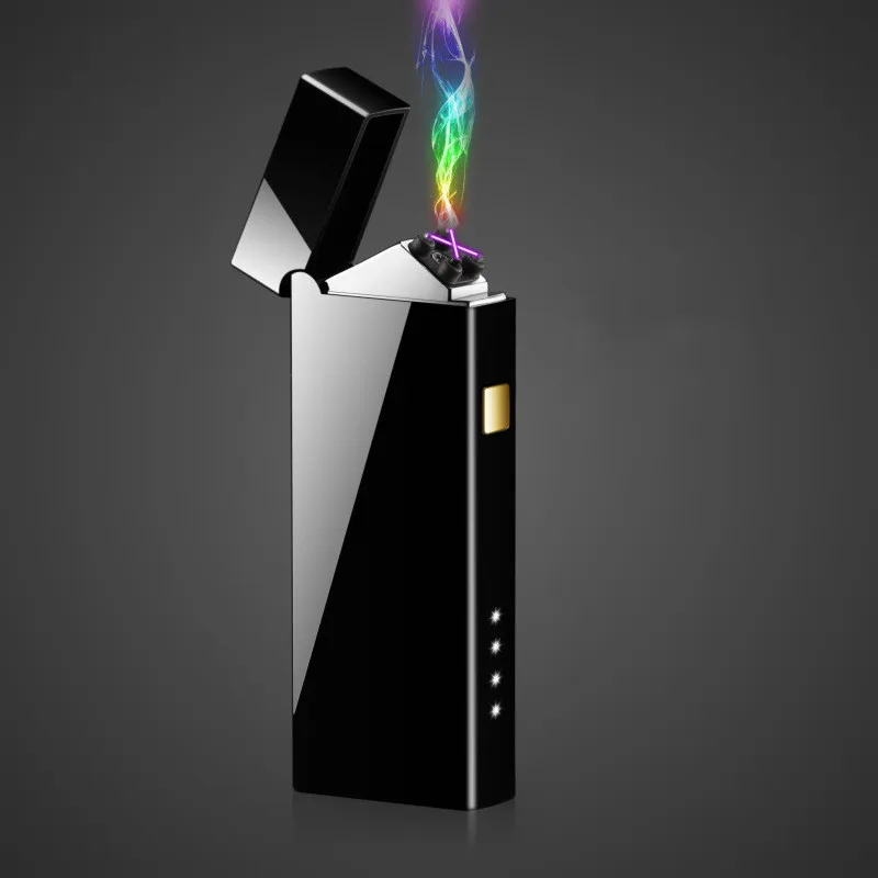Мини двойная дуговая зажигалка с дисплеем батареи USB перезаряжаемая сигарета для