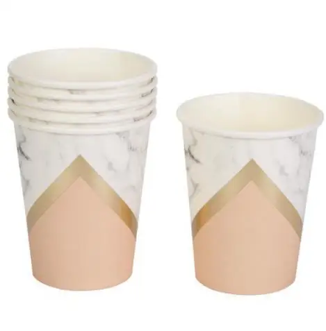 pinkcup 8pcs Золотая розовая мята зеленая бумага одноразовая посуда вечерние декоративная ткань бумажная посуда тарелки салфетки для стаканчиков соломенные вечерние принадлежности - Цвет: pinkcup 8pcs