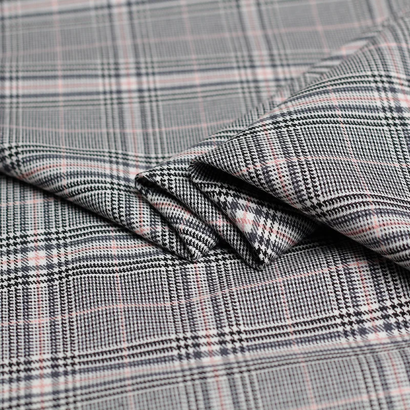 Pearlsilk Blue Pink Yarn Dyed Worsted Wool Plaid Garment Materials Spring Suit Dress DIY clothes fabrics | Дом и сад