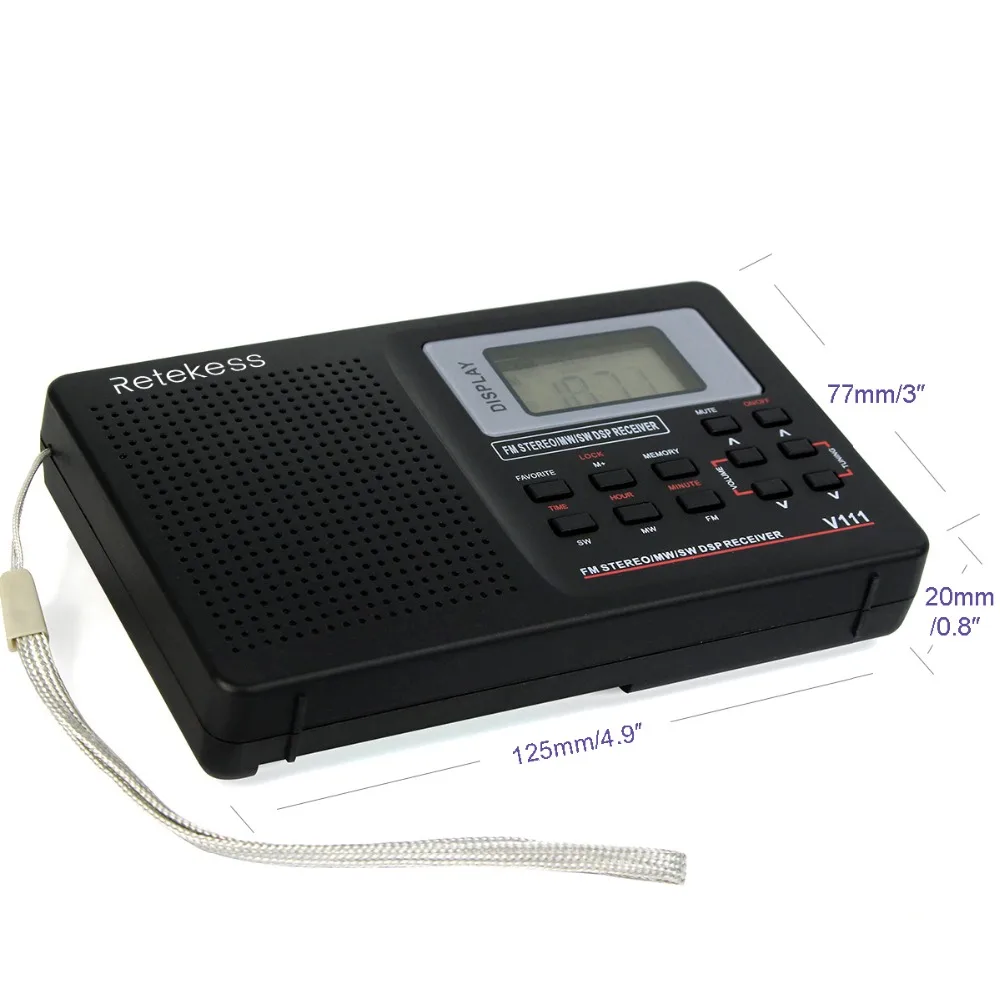 2 шт. RETEKESS V111 портативное fm-радио DSP FM стерео/MW/SW/LW портативное радио полнодиапазонный приемник мира часы 9 кгц/10 кгц радио FM
