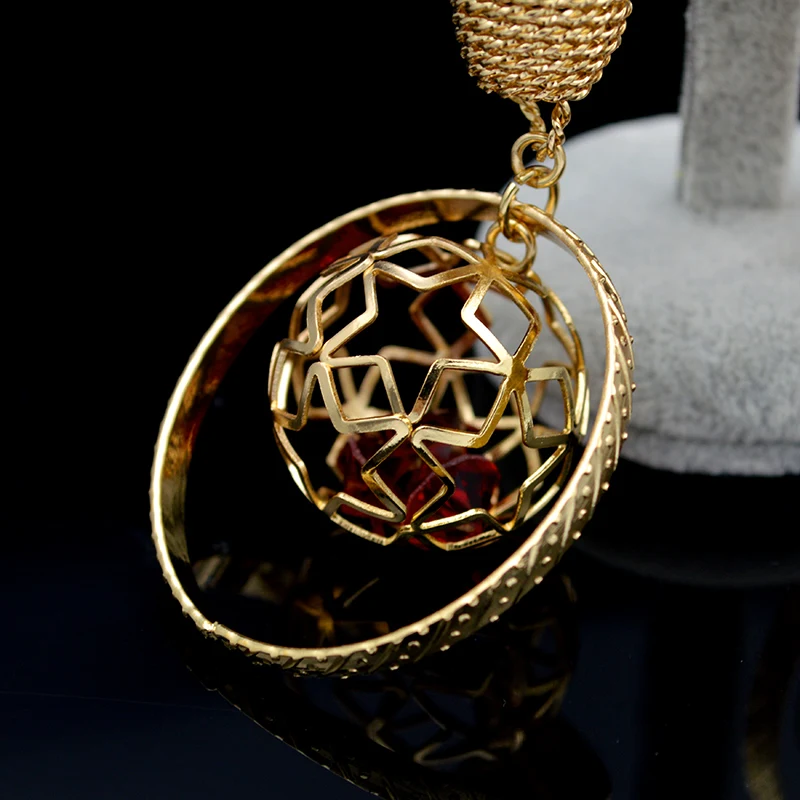 Женские длинные висячие серьги Sunny Jewelry в этническом стиле с красным кубическим