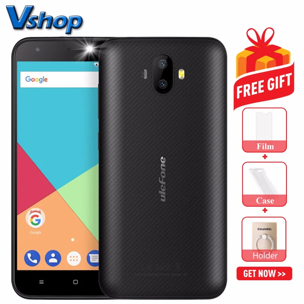 Ulefone S7 смартфон с 5 дюймовым дисплеем четырёхъядерным процессором MTK6580A ОЗУ 1 ГБ