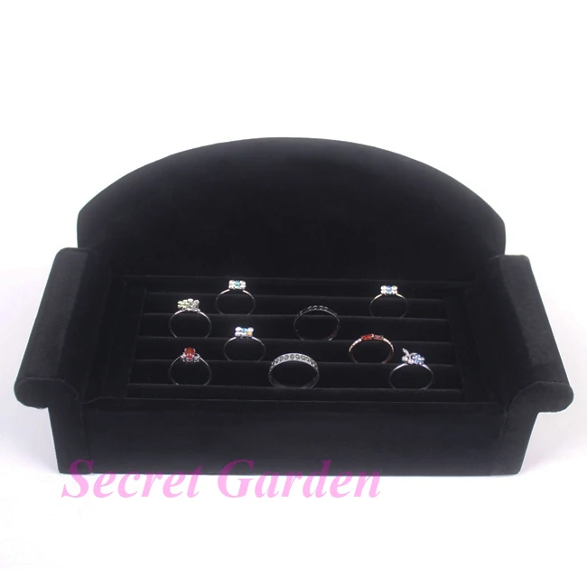 

Оптовая продажа высокое качество черный бархат кольцо диван показать лоток держатель стенд на 4 рядов