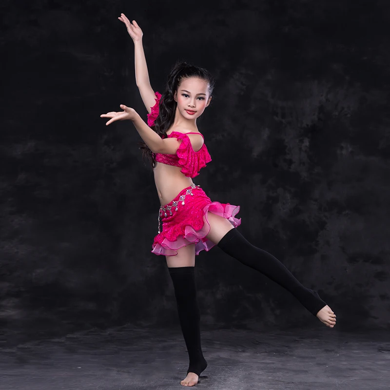 Костюм детский для танца живота из кружевной ткани 4 цвета|Танец живота| |