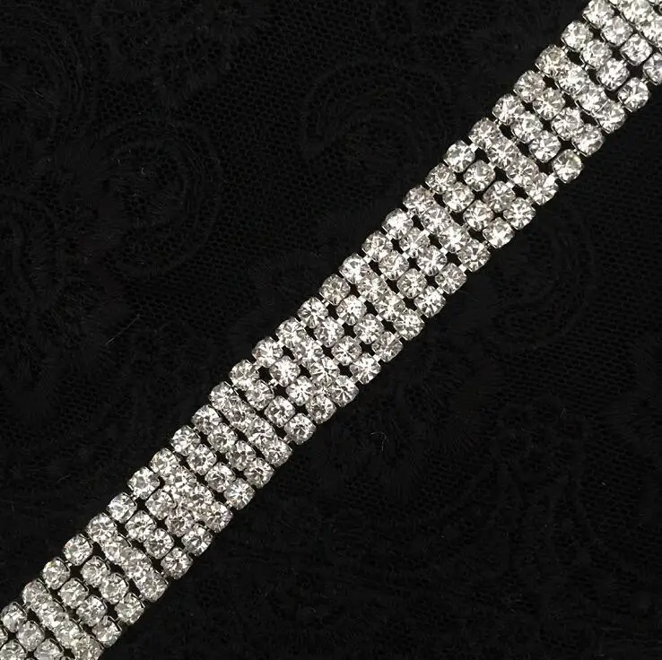 1 Yard 16mm Width SS16 High Quality Beautiful 4 Rows Silver Gold Net Shiny Rhinestone Trims Chain for Wedding Dress | Дом и сад