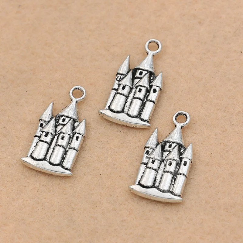 Античный посеребренный замок дом Подвески Подвесной браслет ожерелье